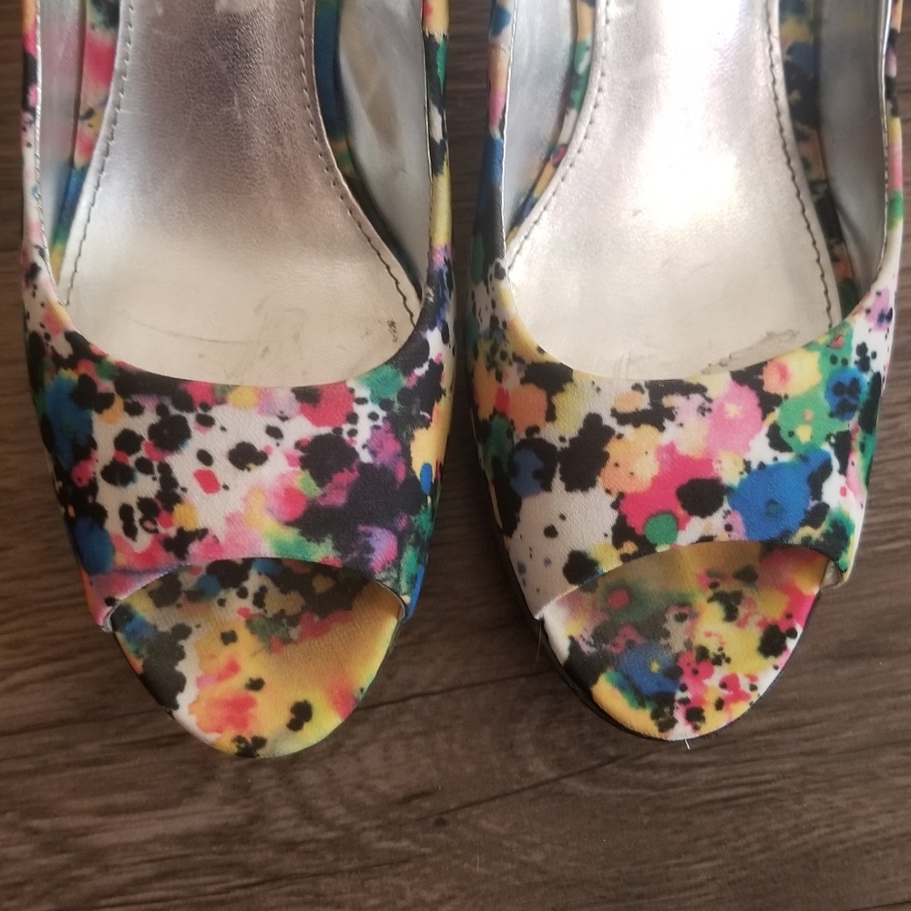 Paint Splatter Peeptoe Shoes - Picture 8 of 10
